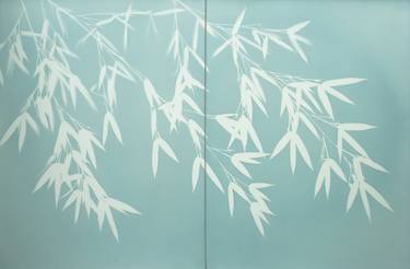 Celadon Bamboo Diptych (24 x 36 in.) thumb