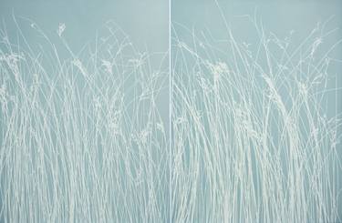 Cloudy Day Marsh Grass Triptych (24 x 36") thumb
