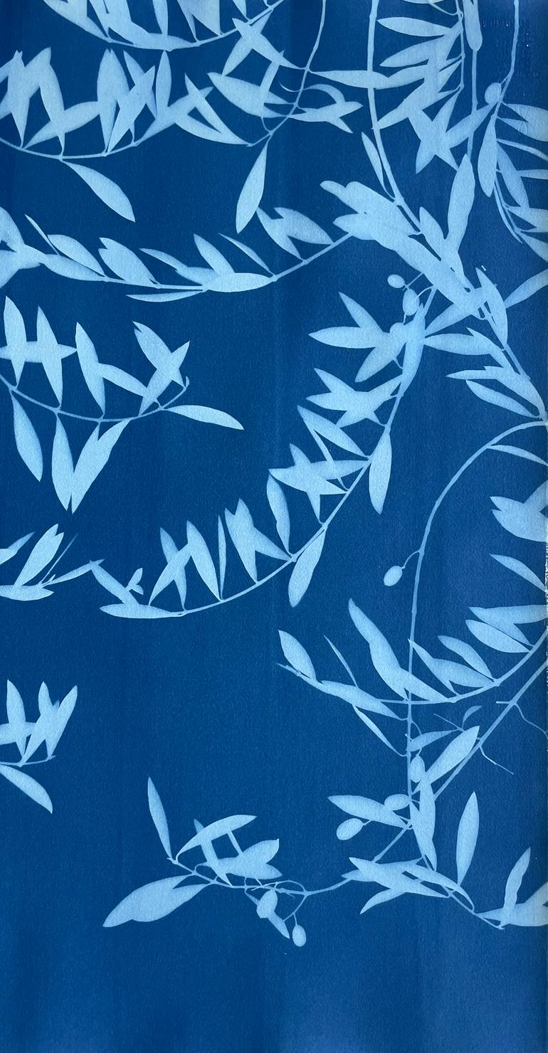 Original Botanic Printmaking by Christine So | Realism Art on Paper | Blue Olive (30 x 16")