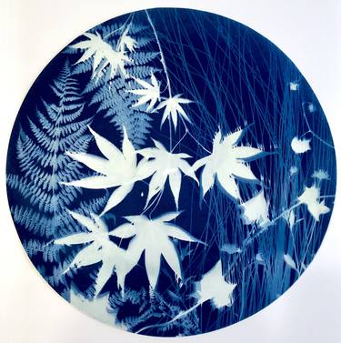 Zen Spring Cyanotype on Wood Panel thumb