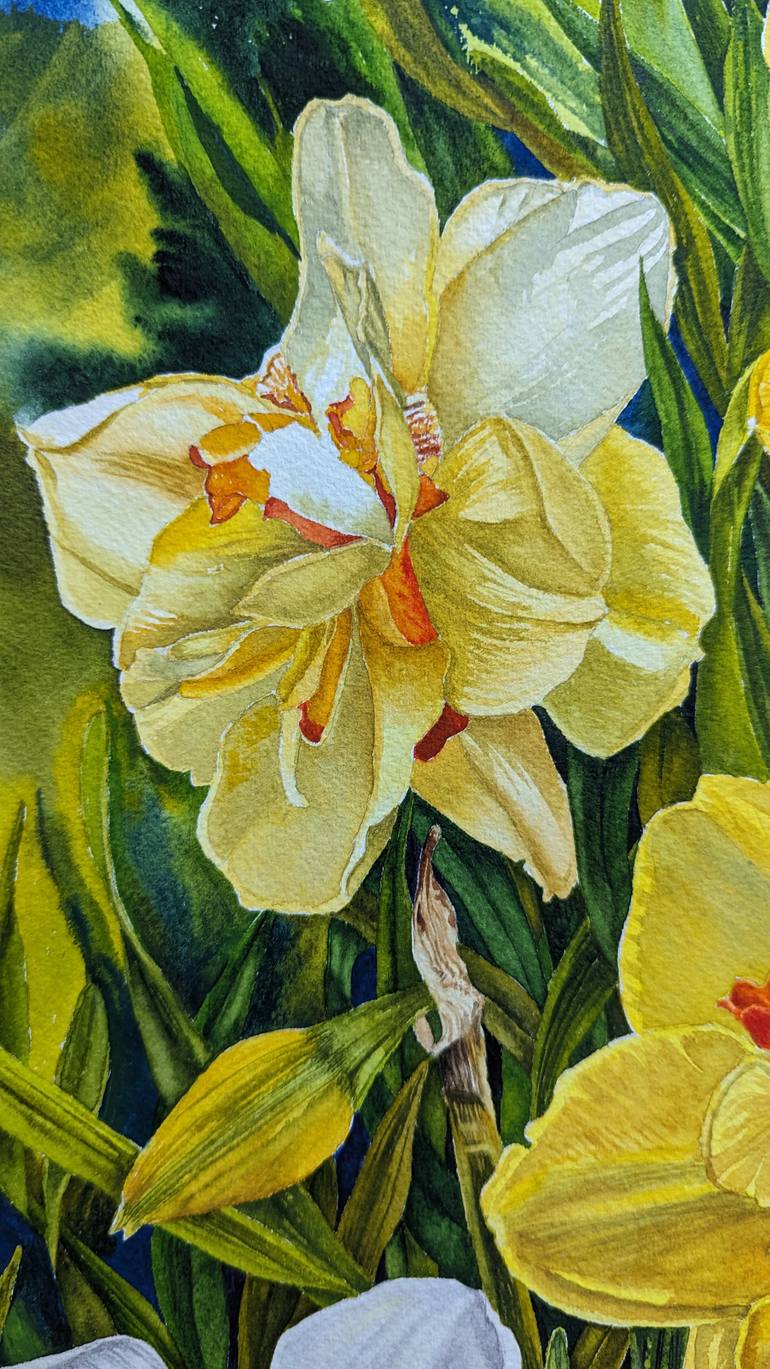 Original Figurative Floral Painting by Sanjukta Acharya