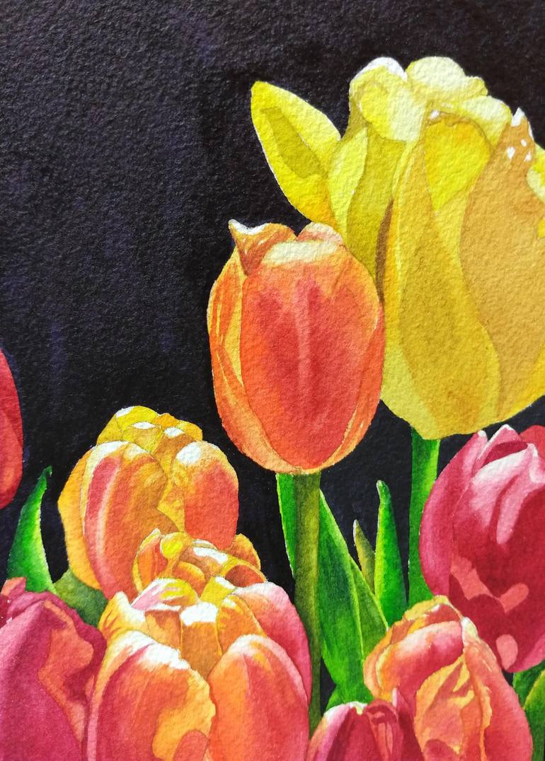 Original Figurative Floral Painting by Sanjukta Acharya