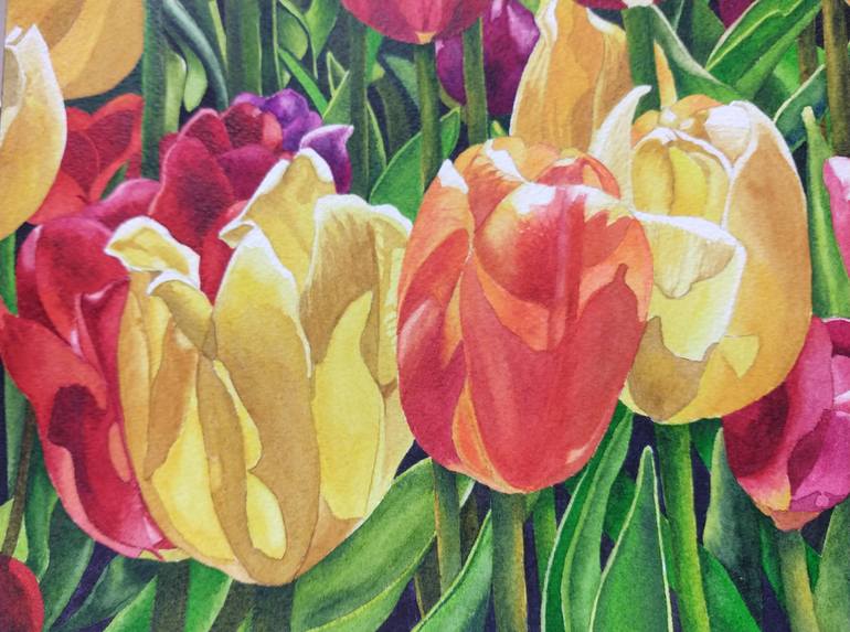 Original Figurative Floral Painting by Sanjukta Acharya