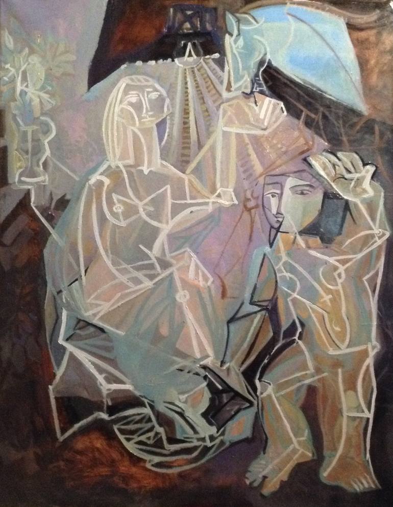 Original Cubism People Painting by Vita Fomenko