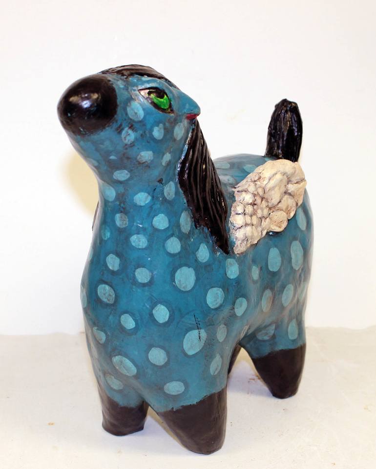 Whimsical Paper Mache Clay Pegasus - Sky Walker Pegasus in Tuscan Teal ...