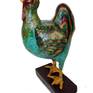 Cooper the Rooster measures 16 in T x 9in W x 8 in D.

He was created over a wire/cardboard armature using a special paper mache clay, lovingly hand painted with quality acrylic paints protected with a matte enamel finish. 

A great addition to your chicken collection :-)