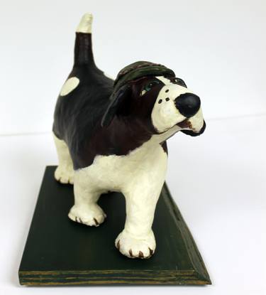 Paper Mache Clay Dog Sculpture - Sir Henry the Beagle thumb