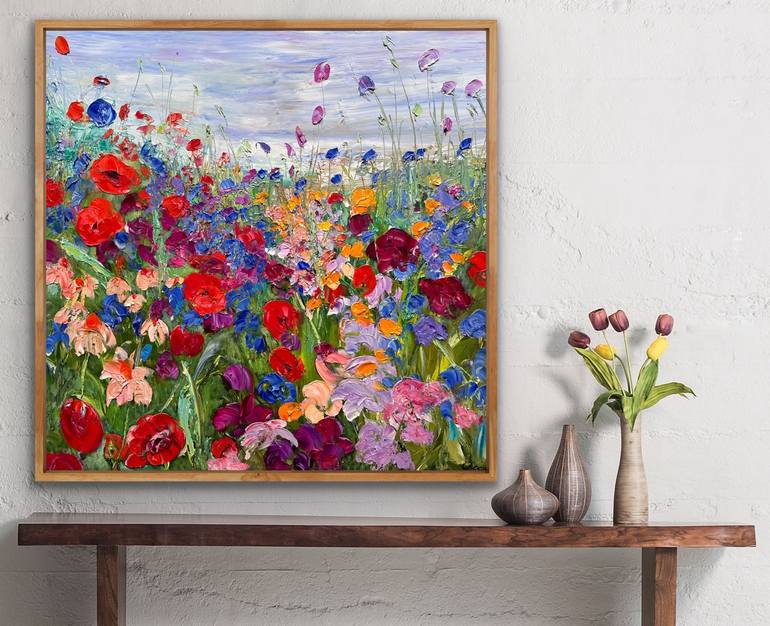 Original Abstract Floral Painting by Maria-Victoria Checa