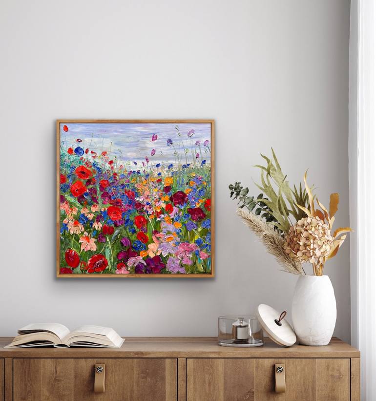 Original Abstract Floral Painting by Maria-Victoria Checa