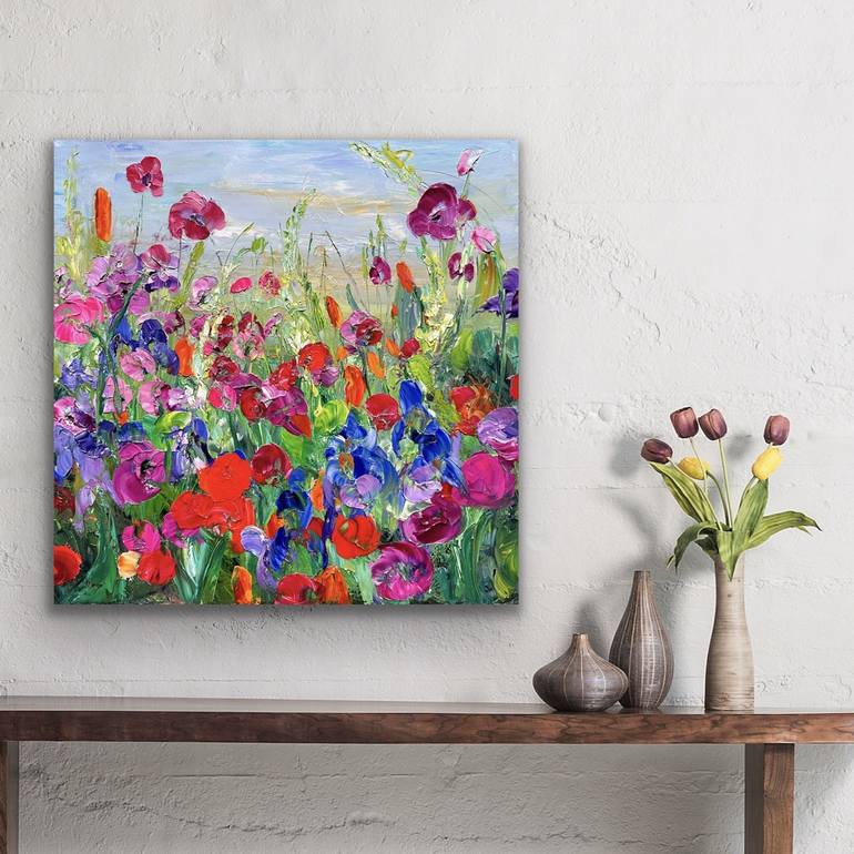 Original Abstract Floral Painting by Maria-Victoria Checa