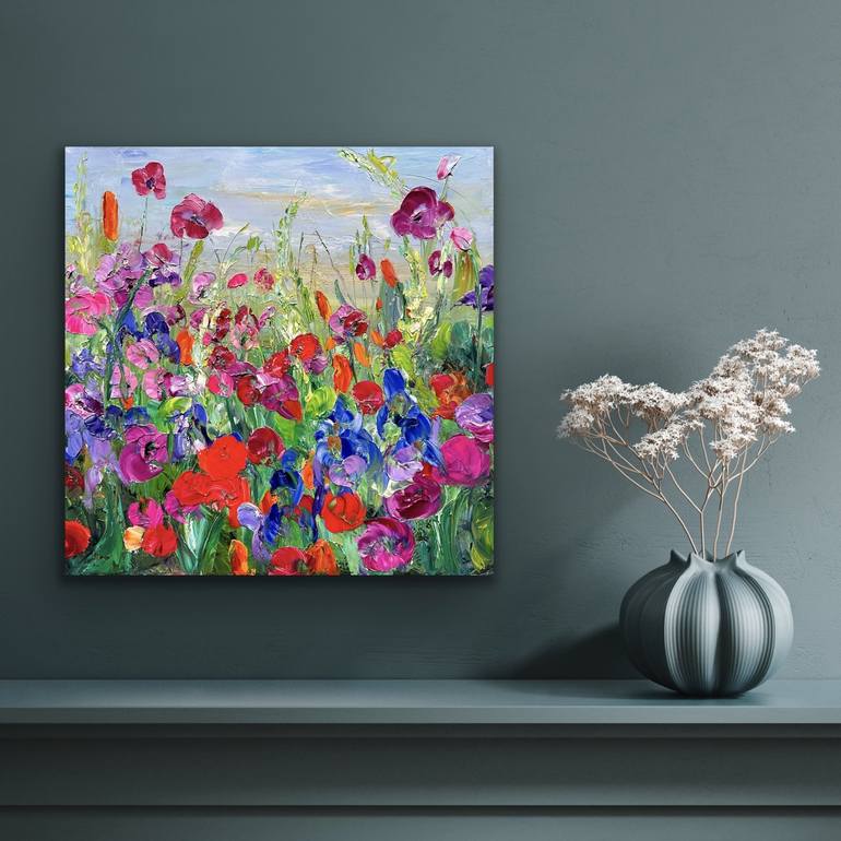 Original Abstract Floral Painting by Maria-Victoria Checa