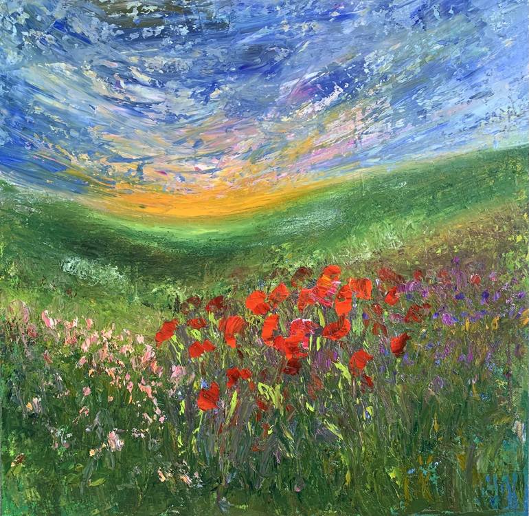 Poppies Painting by Maria-Victoria Checa | Saatchi Art