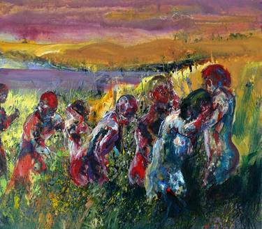 Original Figurative, expressive, abstracted, People Painting by Kevin Chapman