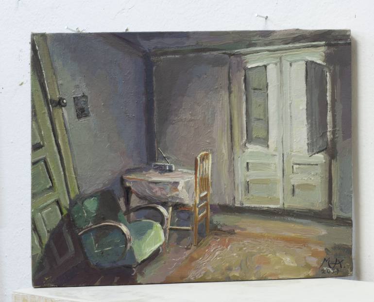 Original Realism Interiors Painting by mariano aguilar maluenda