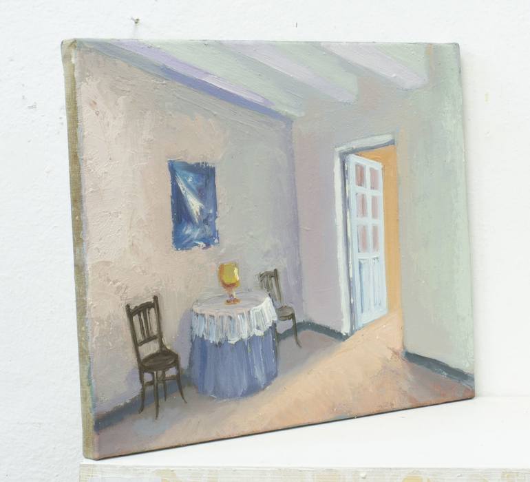 Original Impressionism Interiors Painting by Mariano Aguilar Maluenda