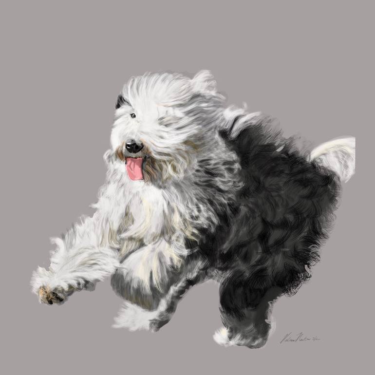 old english sheepdog painting