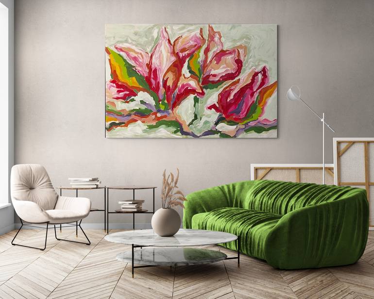 Original Abstract Expressionism Floral Painting by Maggie Deall