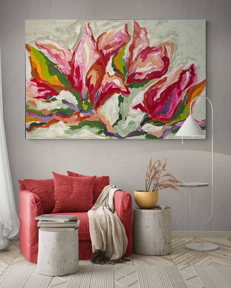 Original Abstract Expressionism Floral Painting by Maggie Deall