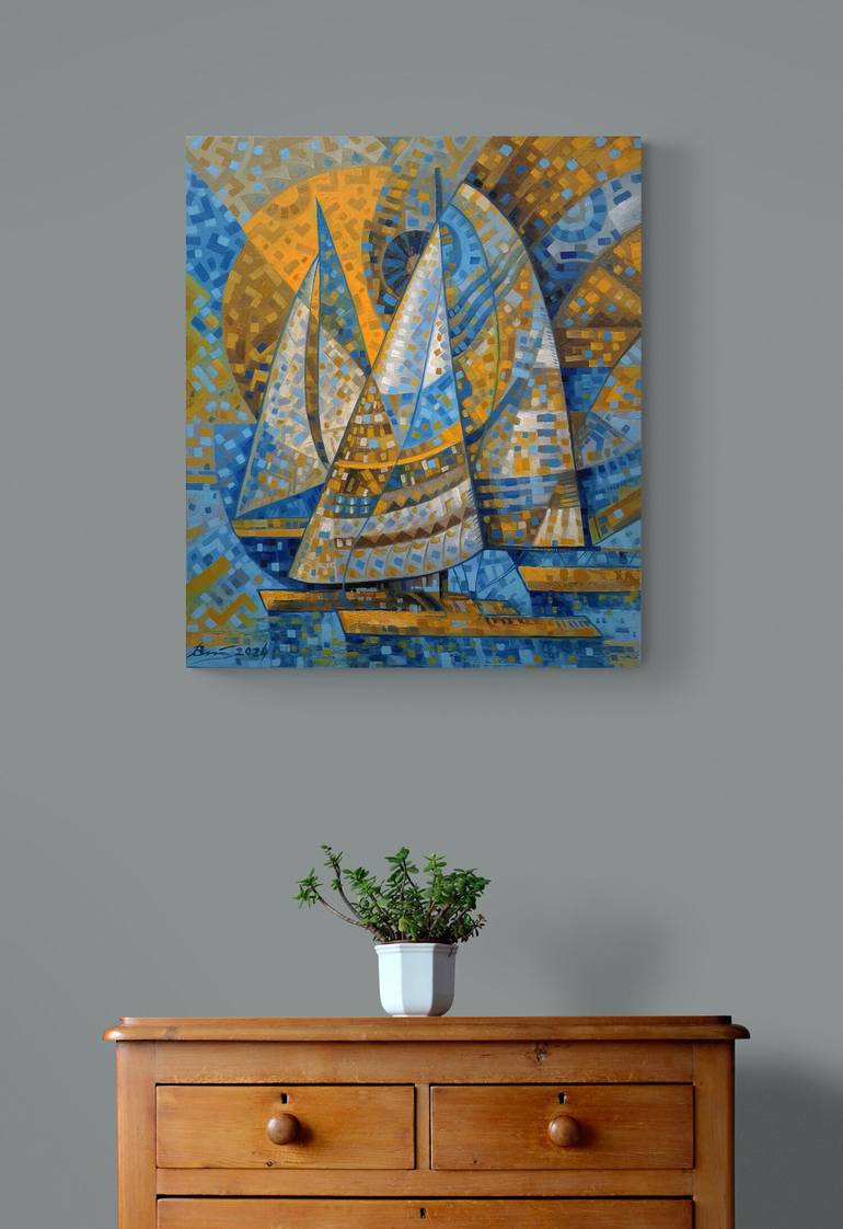 Original Impressionism Boat Painting by Serhii Voichenko