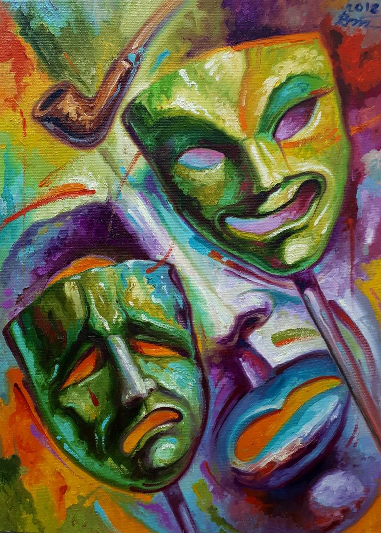 Theater Masks Painting by Serhii Voichenko