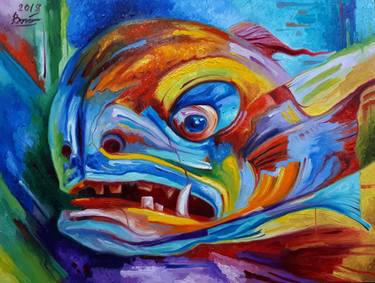 Original Pop Art Fish Paintings by Serhii Voichenko