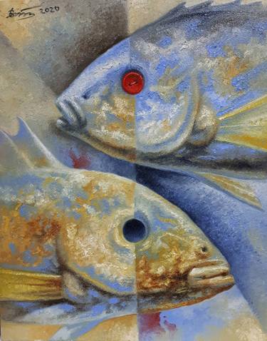 Original Art Deco Fish Paintings by Serhii Voichenko