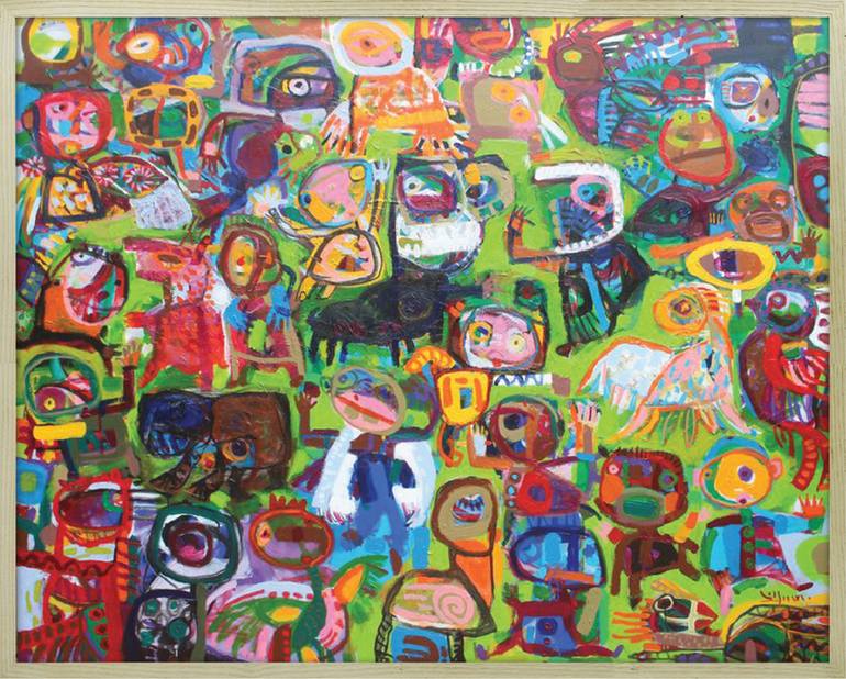 Original Abstract Children Painting by Long Luu Vu
