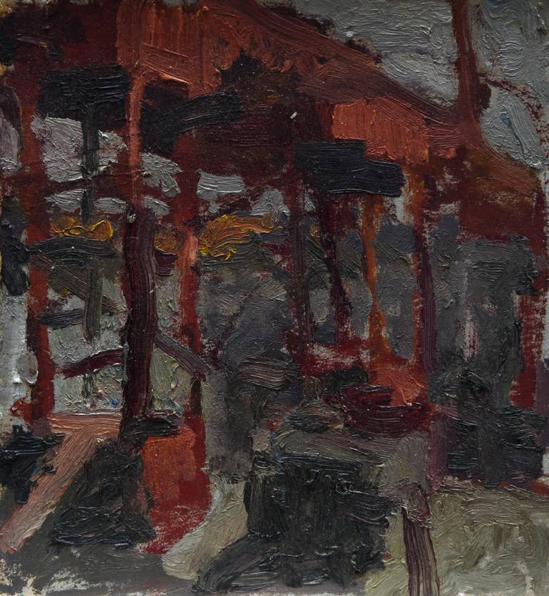 Original Architecture Painting by Yehor Antsyhin | Figurative Art on Other | Under the bridge