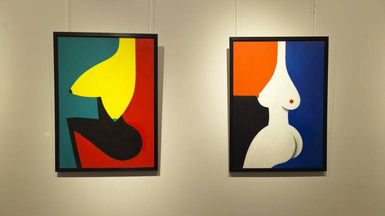 Original Cubism Geometric Painting by Lana Pochikyan