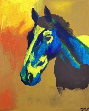 Original Fine Art Horse Painting by Jodie C Wells