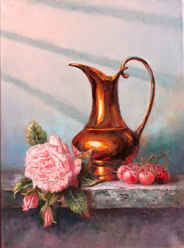 STILL LIFE WITH CHERRY AND ROSE thumb