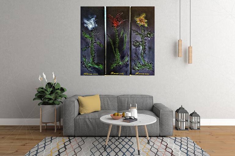 Original Art Deco Botanic Painting by Romeo Dobrota