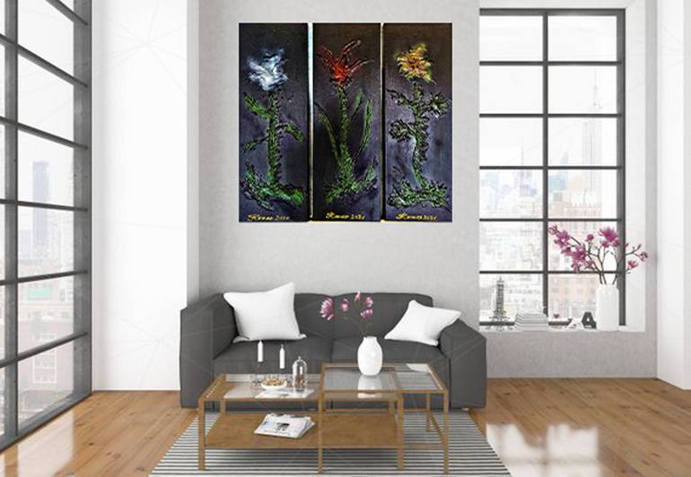Original Art Deco Botanic Painting by Romeo Dobrota