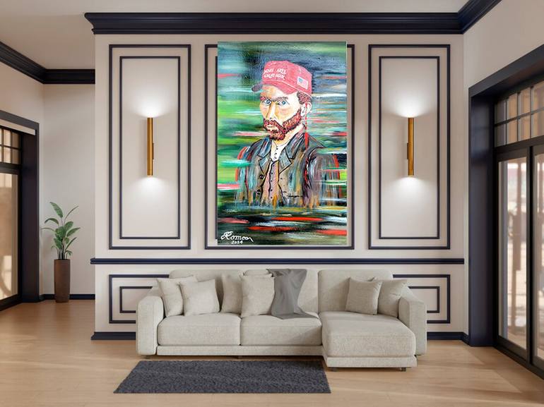 Original Art Deco Men Painting by Romeo Dobrota