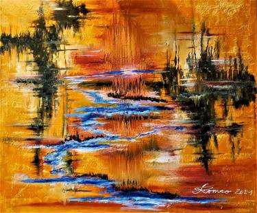 Original Abstract Fantasy Painting by Romeo Dobrota