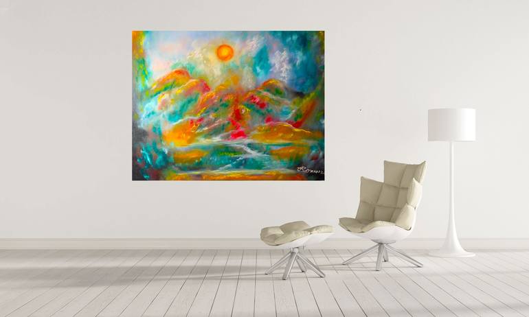 Original Impressionism Garden Painting by Romeo Dobrota