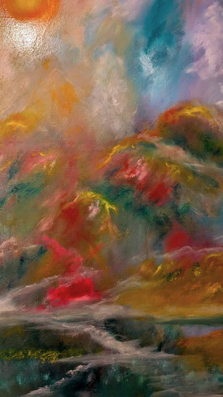 Original Impressionism Garden Painting by Romeo Dobrota