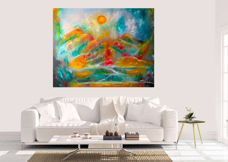 Original Impressionism Garden Painting by Romeo Dobrota