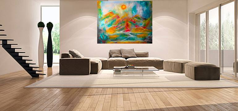 Original Impressionism Garden Painting by Romeo Dobrota