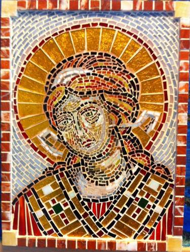 The Angel, mosaic with color glass and gold leaf 24k, 12x16 thumb