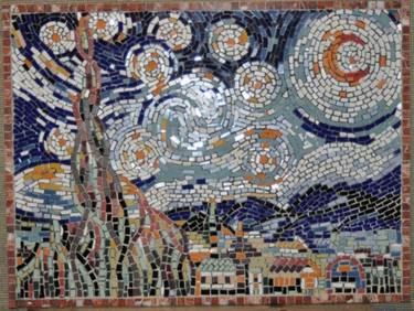 Starry Night, mosaic, inspired from Van Gogh, 24x32 inch, over 22 pound local pick-up thumb