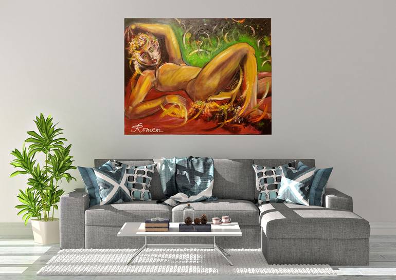 Original Art Deco Nude Painting by Romeo Dobrota