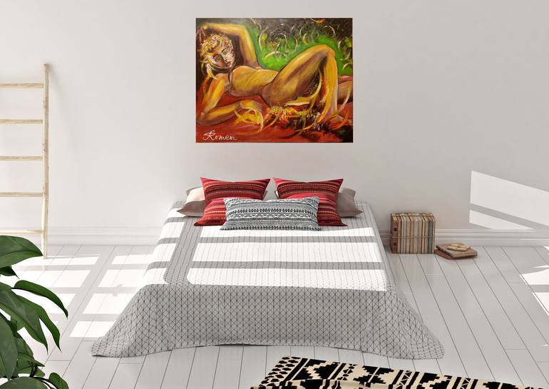 Original Art Deco Nude Painting by Romeo Dobrota