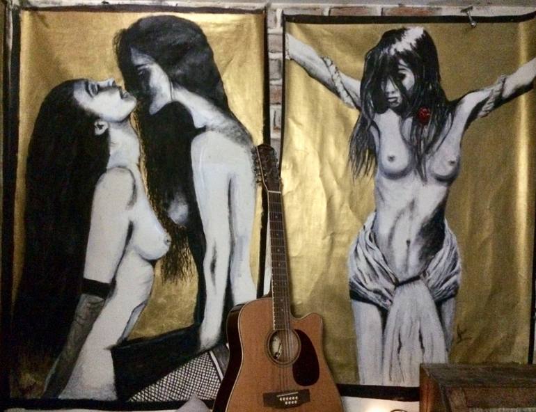 Original Expressionism Erotic Painting by vana Jane Smith