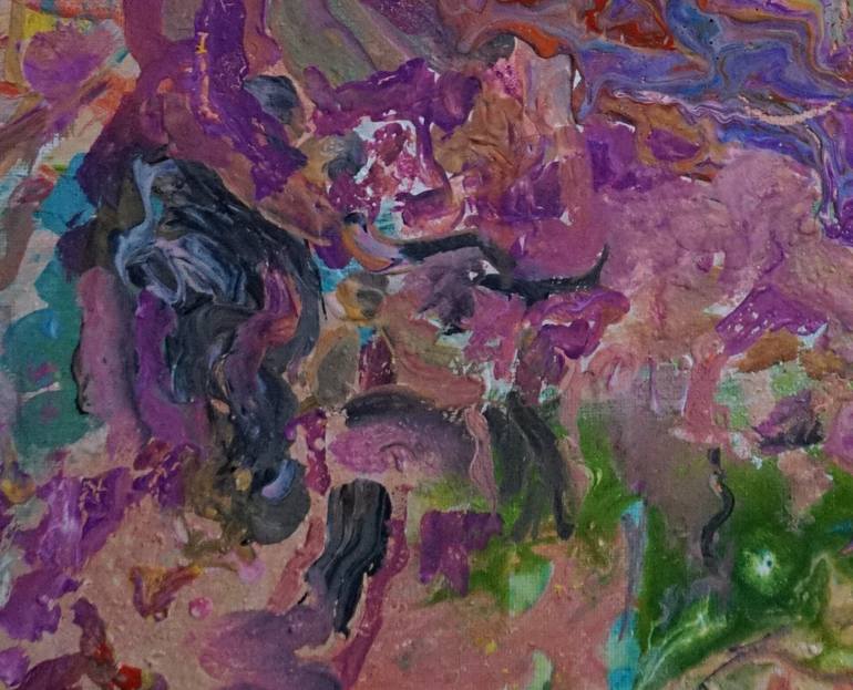 Original colorful pour Abstract Painting by Janet Davies