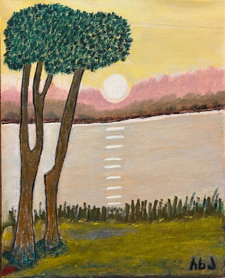 Original Nature Painting by Rusudan Khantadze - Andronikashvili | Expressionism Art on Canvas | The sunset