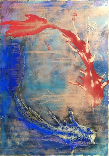 Original Abstract Expressionism Fish Paintings by SERGE ZALIVATSKI