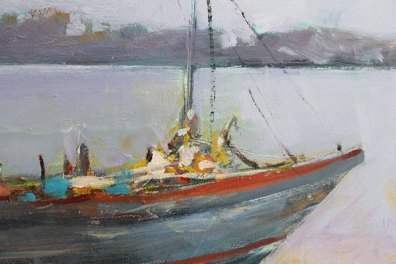 Original Boat Painting by Henadzi Havartsou