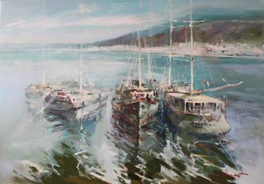 Original Boat Paintings by Henadzi Havartsou