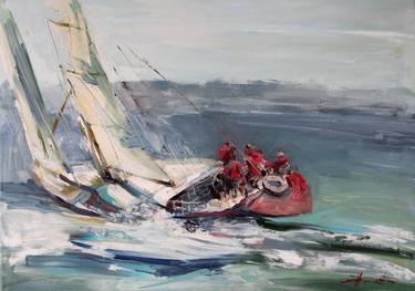 Original Realism Boat Paintings by Henadzi Havartsou